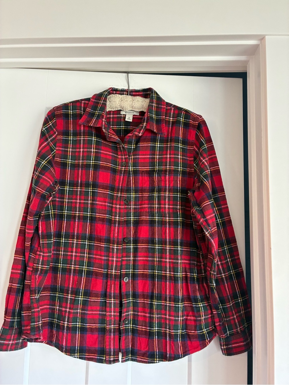 L L Bean Red/Green Plaid Flannel Shirt Relaxed Fit Medium Christmas Festive